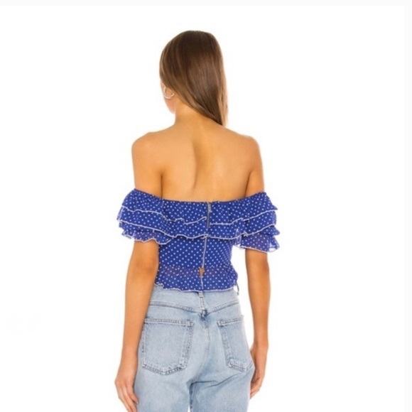 REVOLVE Lovers + Friends Reid Top in Navy Polka Dot Size M - Picture 4 of 4